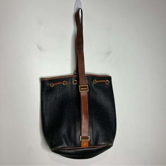 Vintage Dooney & Bourke navy & tan‎ leather AWL sling bag bucket bag - Picture 8 of 17